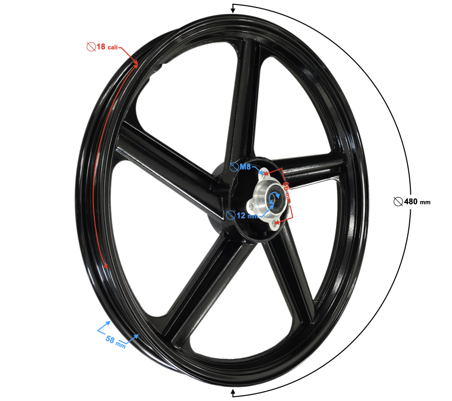 Felga przednia 18-1,60 tarczowym Barton Sprint 2