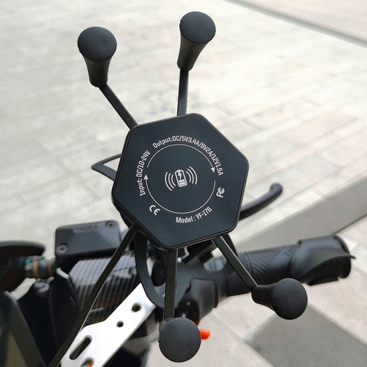Uchwyt z ładowarką indukcyjną 15W w główkę ramy