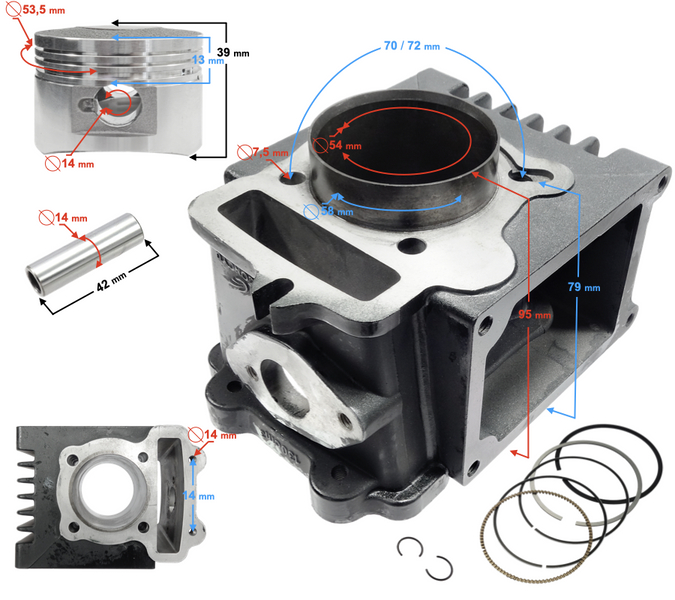 Cylinder do motoroweru 4T 130cc 154FMI chłodzony cieczą