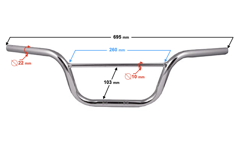 Kierownica z Poprzeczką Uniwersalna 22mm Motorower