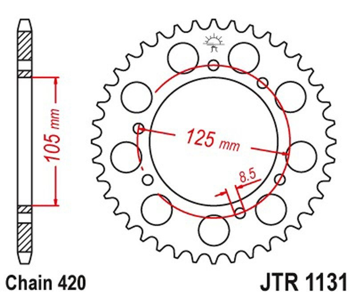 Zębatka Tył 53z 420 AM6 Peugeot Rieju Motohispania Aprilia Derbi Yamaha