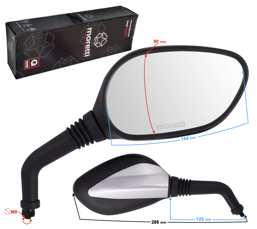 Lusterka M8 skuter Barton Challenger 2 homologacja