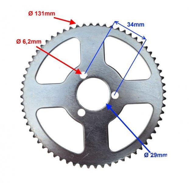 Zębatka tył 64z 25h pocket bike quad mini cross