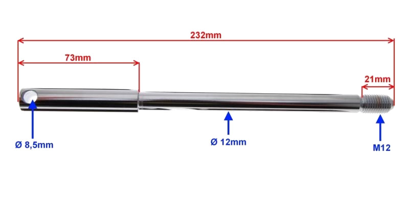 Ośka oś koła przód chrom 232mm MZA Simson S51 SR50 nEnduro