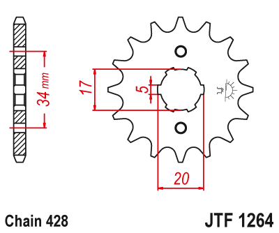 JT Zębatka przód 15z 428 Honda cbr cbf 125 Kymco