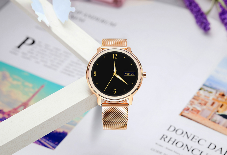 Smartwatch zegarek Rubicon różowe złoto Bluetooth