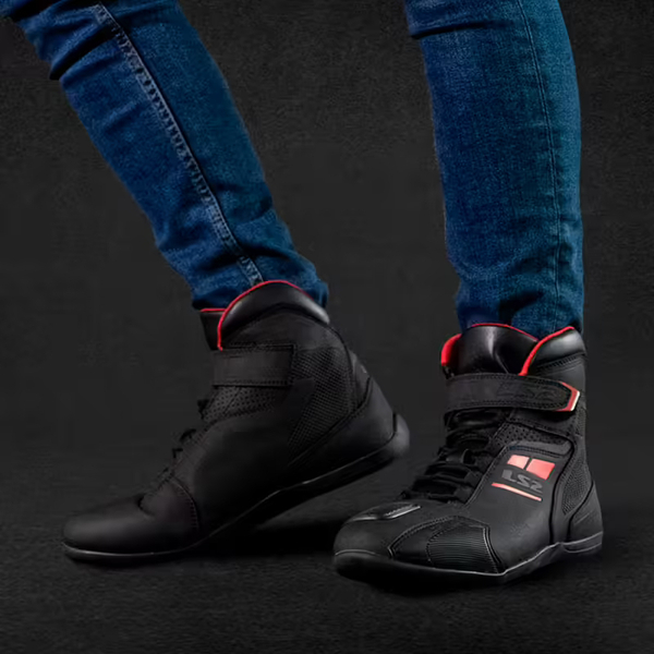 Buty motocyklowe niskie turystyczne męskie LS2 Garra Man czarno czerwone