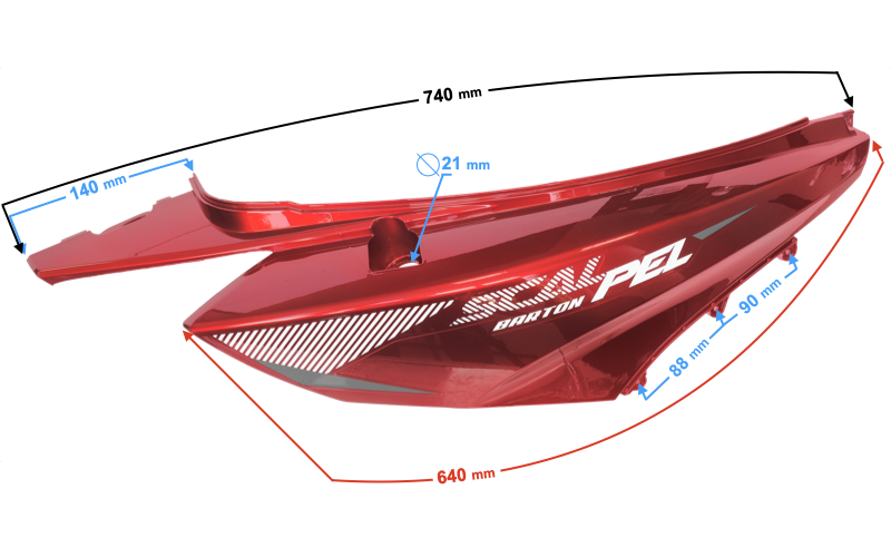 Obudowa tylna prawa czerwona Barton Scalpel