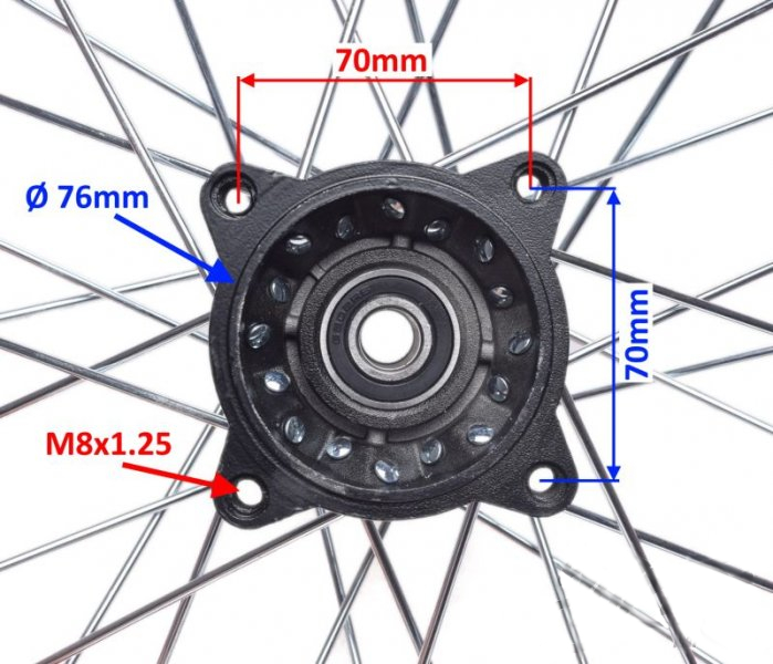 Koło tył tylne 1.85-14 do PIT BIKE HONDA CRF50 czerwone