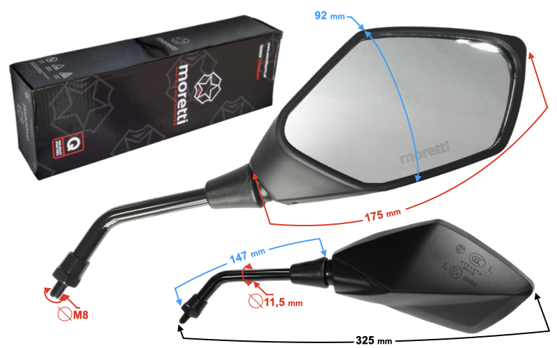 Lusterka R+R do skutera M8 z homologacją Kawasaki