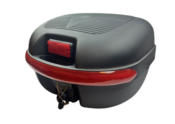 Kufer centralny bagażnikowy z odblaskiem kluczyki 43x38,5x28cm skuter