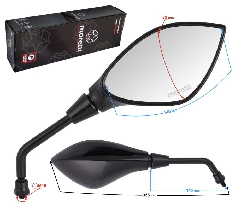Lusterka M10 do motoroweru czarne z homologacją