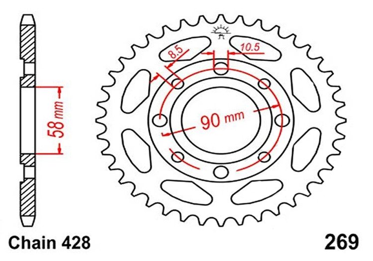 Zębatka tył 46z 428 Hyosung GS 125 Honda CB CG CM MSX SL XL Daelim VC VL