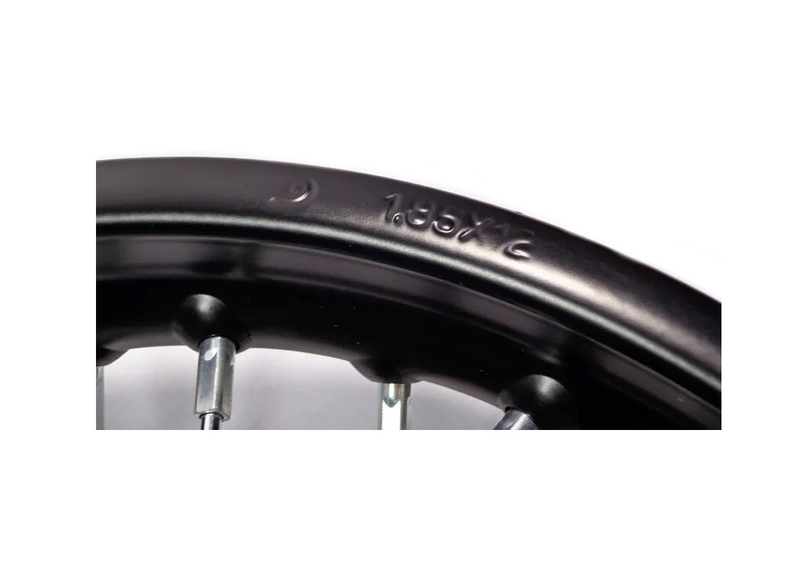 Felga tył 1.85x12 cali stalowa pitbike MRF 120 140 RC HQ Kayo