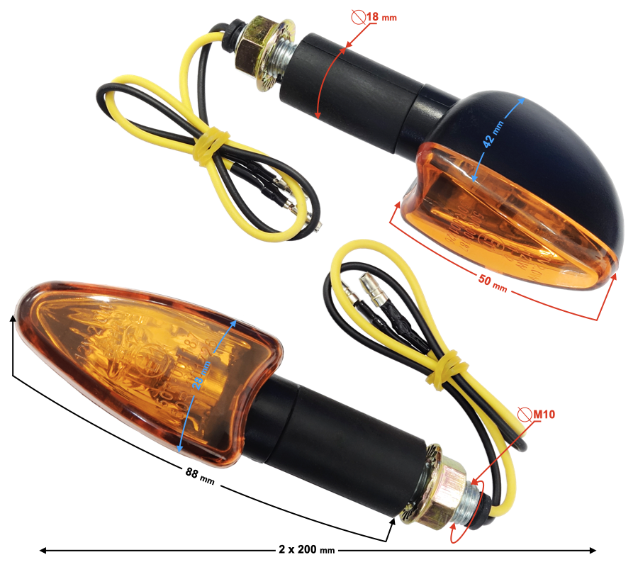 Kierunkowskazy uniwersalne MRT-001 czarne E- mark