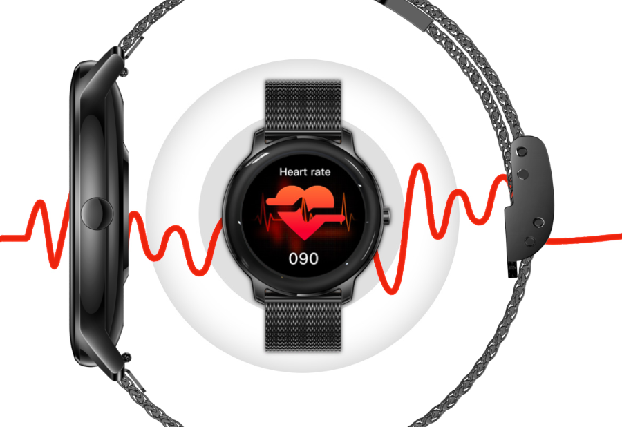 Smartwatch zegarek Rubicon czarny Bluetooth 5.0