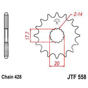 Zębatka Przednia 13z JTF558-13 Łańcuch 428 17.7/20