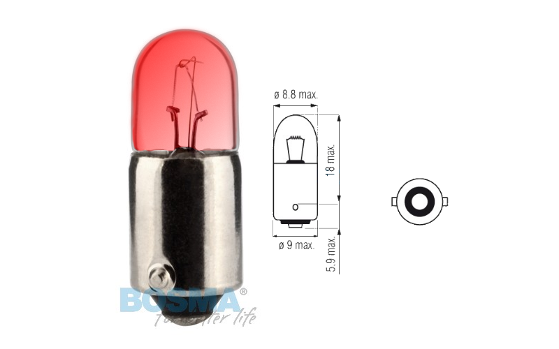 Żarówka BOSMA 12V 4W BA9s Czerwona
