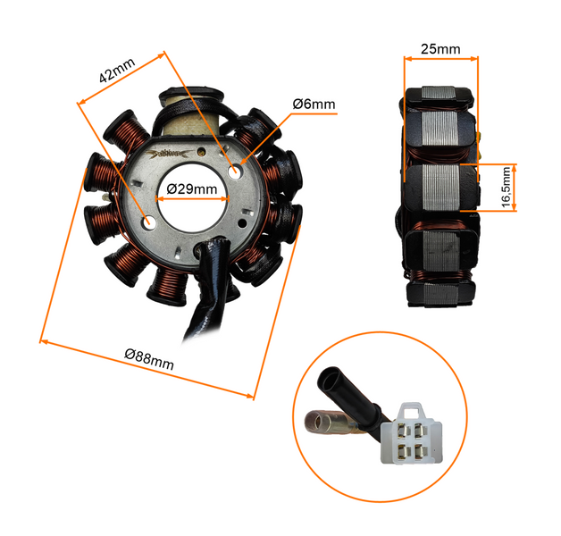 Iskrownik stator z impulsatorem 11 cewek silniki 152QMI 157QMJ GY6 125-150