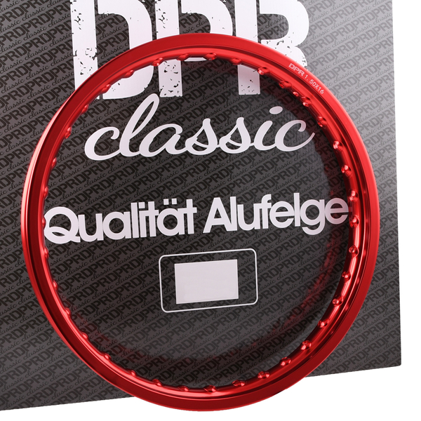 Obręcz koła 1,50x16 aluminiowa czerwona Simson DPR Classic