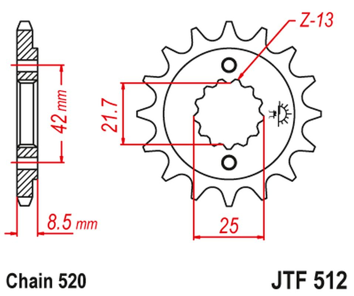 JT zębatka przód 15z 520 Kawasaki ZXR GPZ KLE Yamaha