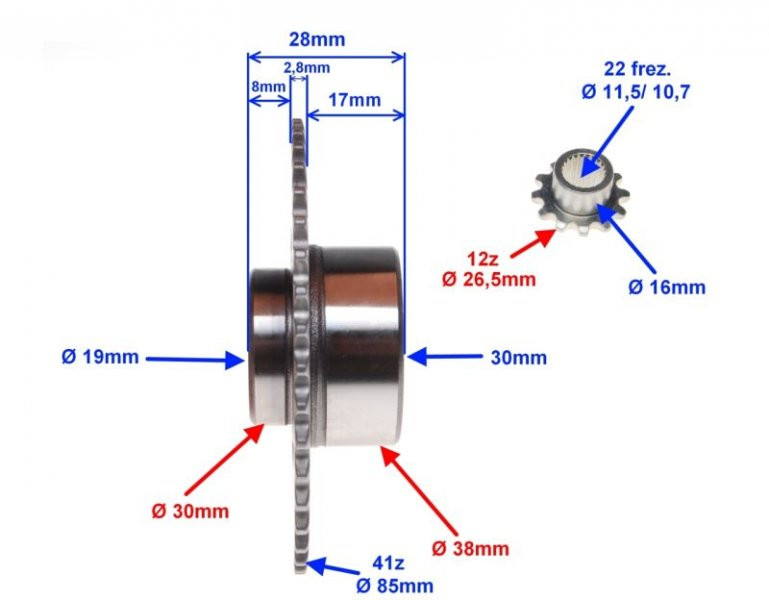 Koło rozrusznika wałek i zębatka 139FMB chińskie biegówki