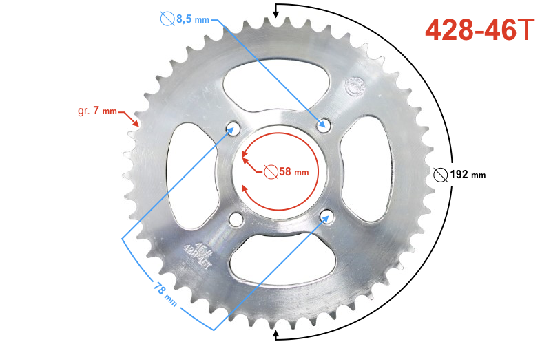 Zębatka tył 46/428 Barton FR 2 Barton Fighter Barton Sprint Barton Volcano