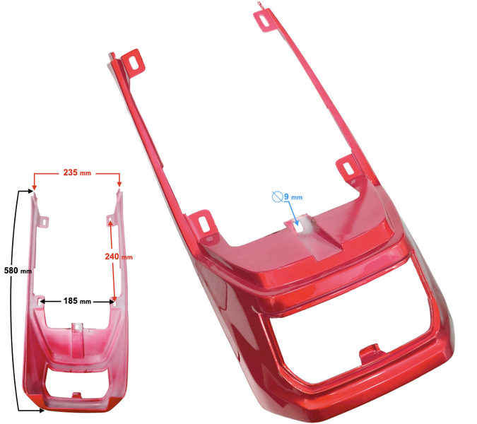 Obudowa tylna czerwona do motoroweru Barton Fighter 2