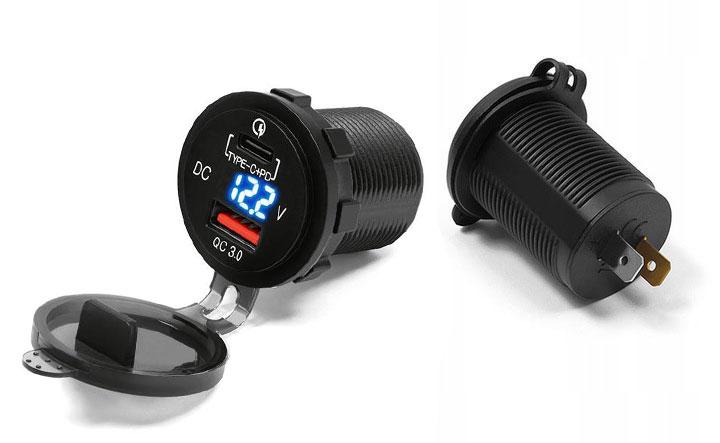 Motocyklowe samochodowe gniazdo zapalniczki ładowarka USB QC + PD