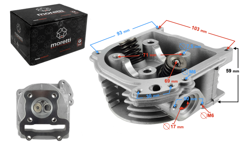 Głowica Skuter 4T 60ccm 139QMB Długie Zawory