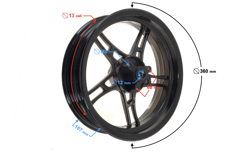 Felga przednia 13/3.5 do skutera Barton Falcon 50
