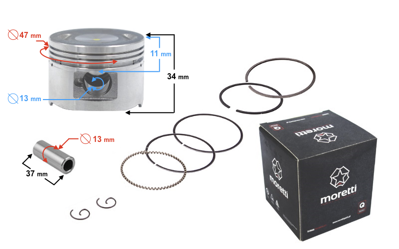 Tłok 80cc do skutera 4T GY6 47,00mm Junak Barton