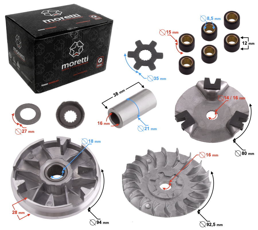 Wariator skuter 2T kompletny Moretti skutery 2T Barton Firefox Romet Keeway