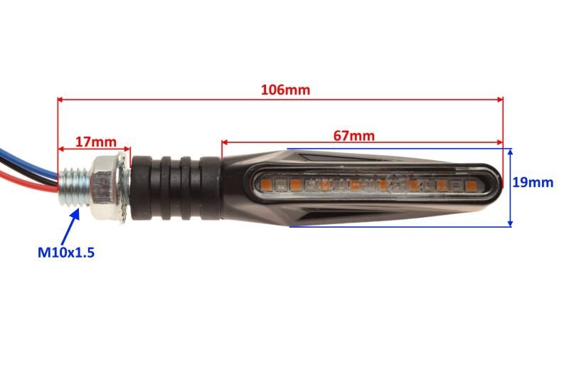 Kierunkowskazy tył Led sekwencyjne M10x1.5 homologacja QUAD ATV UTV