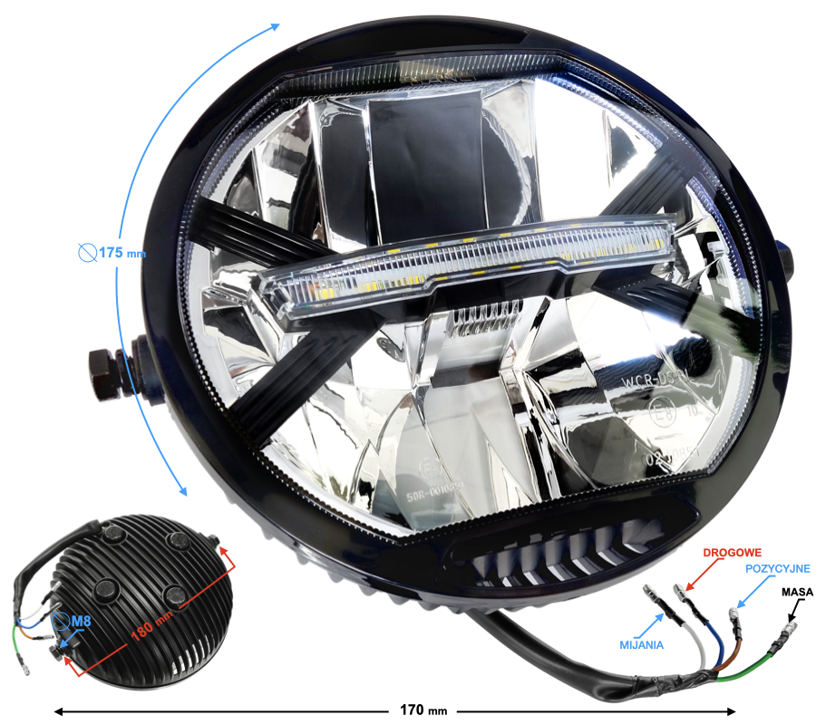 Reflektor LED Uniwersalny Moretti Custom CafeRacer