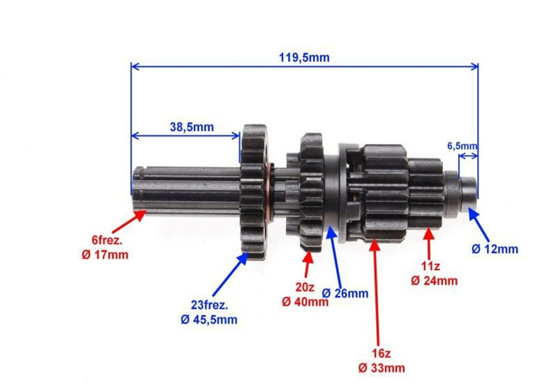 Wałek skrzynia biegów 139fmb junak 901 zip pro 4t