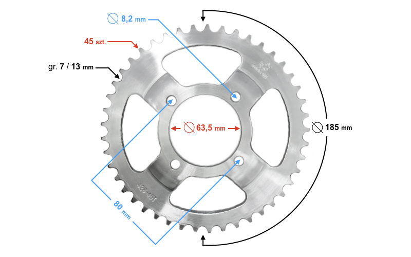 Zębatka Tył Tylna Romet Zetka 45z 428H