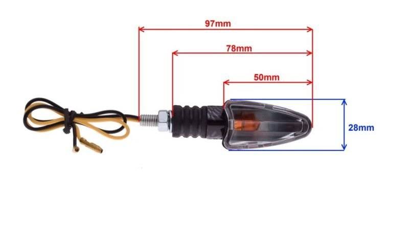 Kierunkowskaz owal carbon na gumie 12v prawy przód