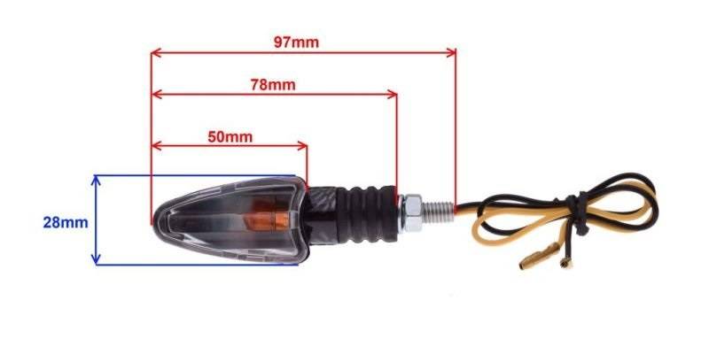 Kierunkowskaz owal carbon na gumie 12v lewy przód