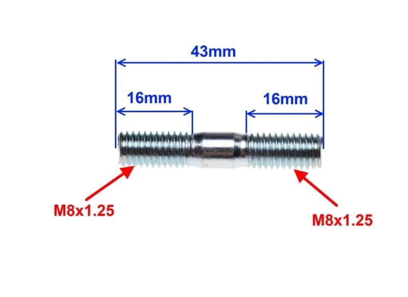 Szpilki wydechu M8x43 2 sztuki czoper 150 250