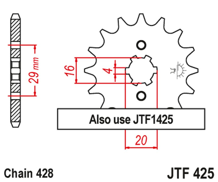 Zębatka przednia JTF425.16z 428 Suzuki TS 125R 90-96r RV 125 07-15r RG 125