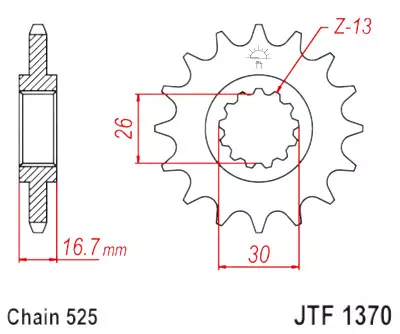 JT zębatka przód 16z 525 z tłumikiem drgań Honda CB CBF CBR XL CRF CMX NT