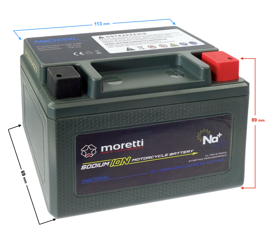 Akumulator Moretti NaCRX4L 12V 3.5 Ah sodowo - jonowy
