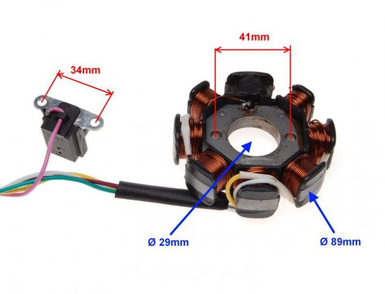 Iskrownik stator  8 cewek quad atv 70cm3 3piny +2