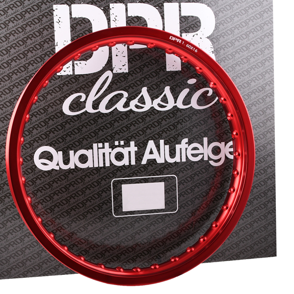 Obręcz koła 1,60x16 aluminiowa czerwona Simson DPR Classic
