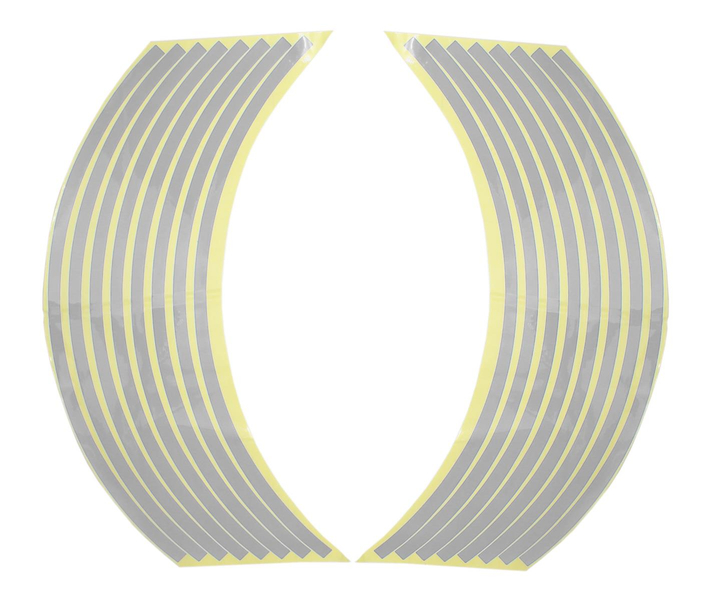 Naklejki odblaskowe na obręcze kół srebrne