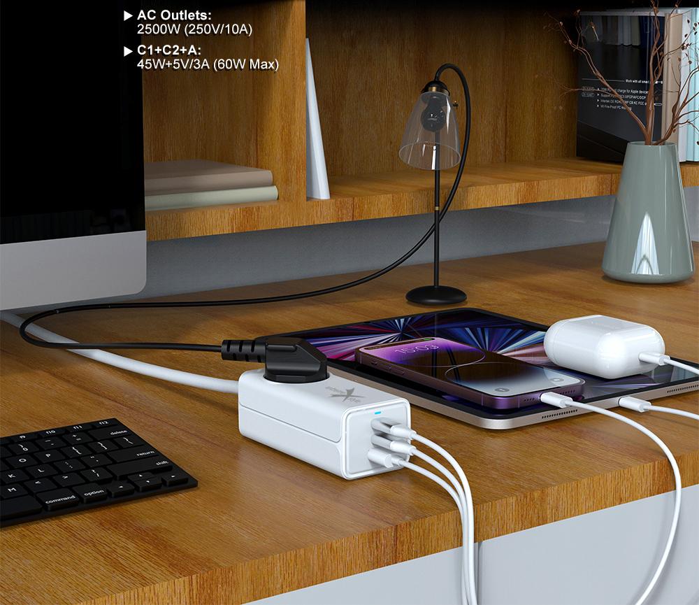 Ładowarka sieciowa 2 x USB Typ-C + USB + 230V GaN evo 65W eXtremestyle