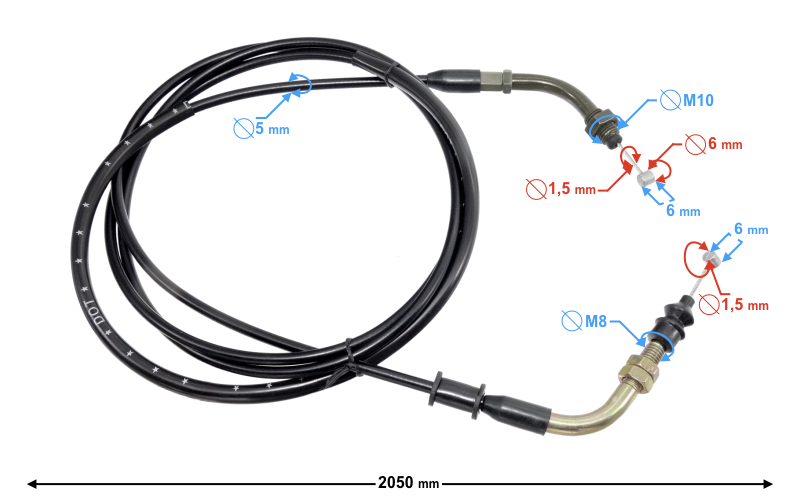 Linka gazu do skutera Gy6 Barton Huragan 5 203cm
