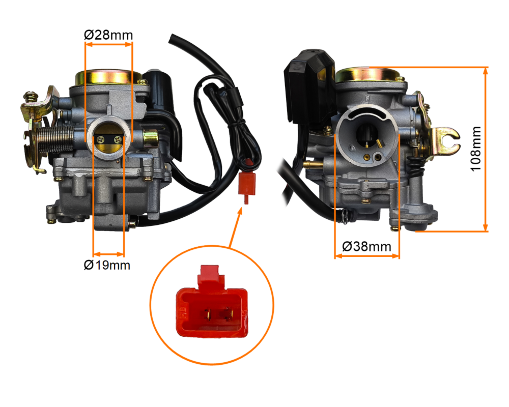 Gaźnik 4T GY6 50cc pompka + metalowa pokrywka Motobi Zipp Romet Kingway