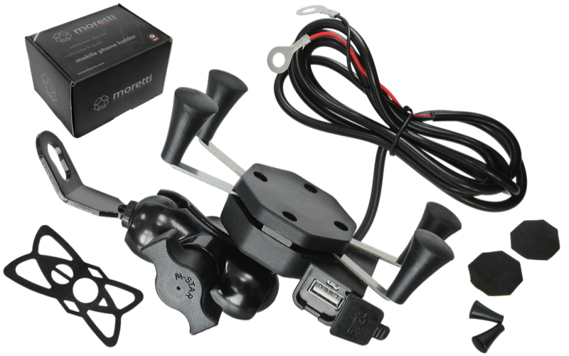 Uchwyt motocyklowy na mocowanie telefon z ładowarką USB 